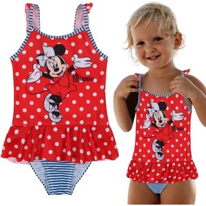 DISNEY Minnie Mouse EENDELIG badpak met stippen voor meisjes VOOR ZWEMBAD, VOOR STRAND / 128-134