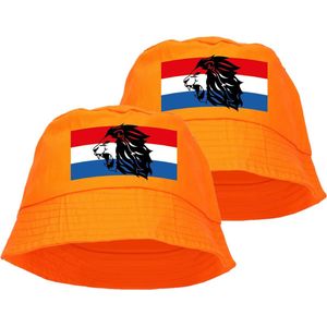 3x stuks oranje supporter vissershoedje - Nederlandse vlag en leeuw - Holland - EK / WK fans - Koningsdag
