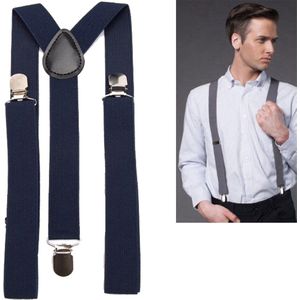 Bretels - Donker blauw - met stevige clip - luxe - heren bretels - unisex