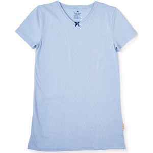 Little Label - zomer nachthemd - blauw ajour - bio katoen - 4Y/98-104