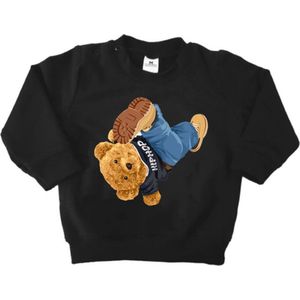 Trui kind Hip Hop - Sweater met print - Zwart - Stoere zachte sweater - Maat 110/116
