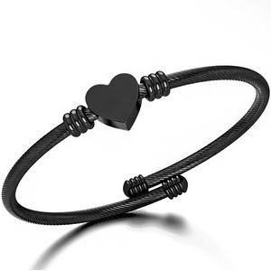 Malinsi Armband Dames Unique Hart - Compleet RVS - Zwart - Armbandjes Verstelbaar - Armbandje Vrouw