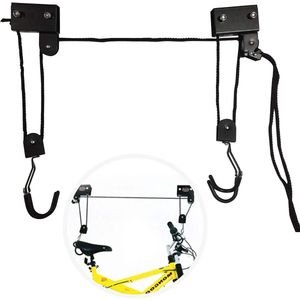 Plafond fietshouder max. 57 kg - universele fietslift met haak en touwhouder