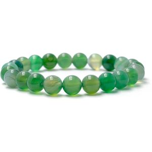 Bixorp Gems Groene Botswana Agaat Edelstenen Armband - Gepolijste Edelsteen Kralenarmband