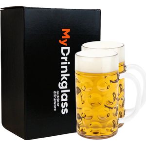 MyDrinkglass Plastic Bierpul Keulen | Bierpul Plastic | 2 Stuks | Oktoberfest | Plastic Glazen | Zero Waste | Herbruikbaar | Onbreekbare Bierpullen | 500 ml |