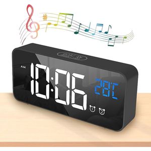 Digitale Wekker met LED Display en Temperatuur, Snooze Functie, Instelbaar Alarm Volume, 13 Geluidstypes, USB Oplaadbaar