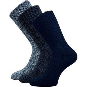 3 Paar Noorse sokken - Thermo - Blauw Mix - Maat 39/45