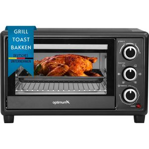 OptimumX Vrijstaande Ovens, 20 Liter Mini Oven – Convectie Kleine Oventje– Hetelucht - Timer - Zwart – 20L - 1380 Watt