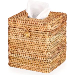 Rotan Tissue Cover Houder - Decoratie Organisator Opslag Case - Tissue Papier Dispenser Servet Facial Organizer - House Office Auto Hotel - 148 x 148 x 16 cm