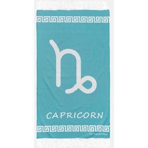 uit Turkije By Aquatolia Hamamdoek Capricorn Zodiac - 100% Zacht Katoen - Strandlaken - Handdoek - Turkoois - 100cm x 180cm - Originele hamamdoek uit Turkije