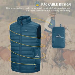 Packable Quilted Vest voor Mannen - Lichtgewicht Outdoor Sportvest met Staande Kraag en Vijf Pocket Ontwerp