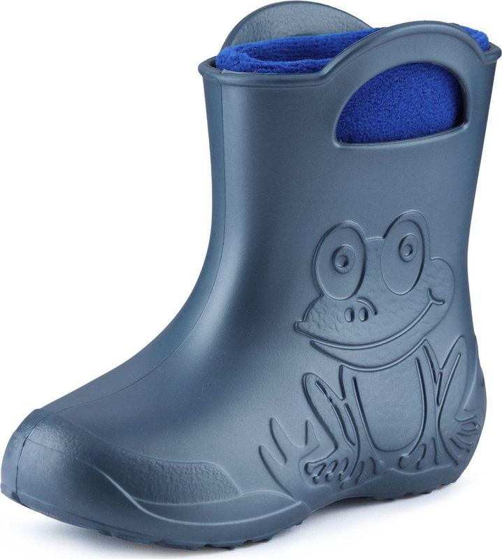 Ladeheid EVA Kinderen Rubberlaarzen Regenschoenen – Superlichte Waterdichte Laarzen met Uitneembare Warme Fleece Binnenschoen voor Jongens en Meisjes LA-CA-03 (Metaalblauw/Zwaar Blauw-2, 22/23 EU)