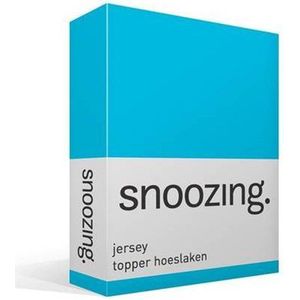 Snoozing Jersey - Topper Hoeslaken - 100% gebreide katoen - 80/90x200 cm - Turquoise