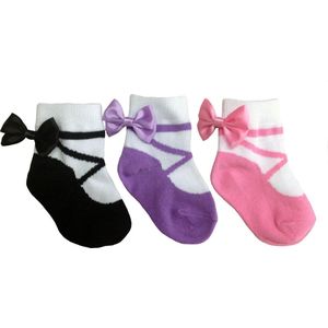 Baby Emporio-Ballerinas: 3 paar sokjes voor baby meisje 0-12 maanden. Satijnen strikjes -Anti slip zooltjes-Kraamcadeau-Baby shower-Cadeau verpakking