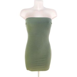 Strapless basic jurk - Groen/legergroen - Korte jurk zonder bandjes - Aansluitende jurk - Veel stretch - Mini dress - One-size - Een maat