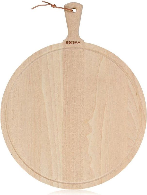 Boska Serveerplank Rond Amigo XL - Borrelplank met Handgreep - Rustiek Beukenhout - Bruin - ⌀ 42 cm