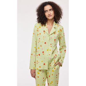 Woody - Dames Pyjama - Lichtgroen Herfst Print - L