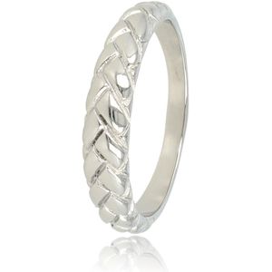 My Bendel - Gevlochten ring zilver - Gevlochten zilveren stapelring - Met luxe cadeauverpakking