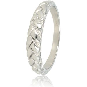 My Bendel Gevlochten ring zilverkleurig - Gevlochten zilverkleurige stapelring - Met luxe cadeauverpakking