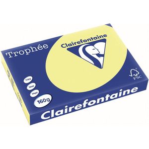 Clairefontaine Trophée Pastel, gekleurd papier, A3, 160 g, 250 vel, citroengeel 4 stuks
