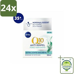 NIVEA - Q10 POWER Dagcrème - Anti-Rimpel Gezichtscrème - Poriën Verfijnend - Voor gemengde tot vette huid - SPF 15 - 50 ml - Voordeelverpakking - 24 stuks - Anti-rimpel crème - Dagcrème