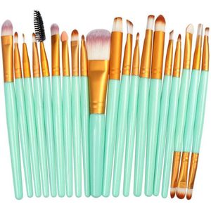 20Stuks Make-Up Kwasten Set Groen Oogschaduw Foundation Poeder Eyeliner Wimper Lip Make Up Borstel Cosmetische beauty Tool Kit Hot