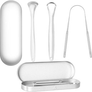 Tongschraper van RVS - Tongreiniger - Tongborstel - 3 stuks