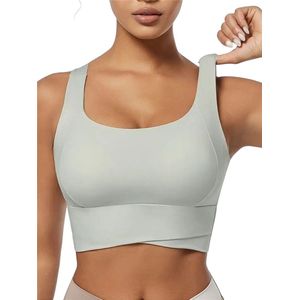 FLEXAURA Sport Bh - High Support - Dames Cross Front - Stijlvol Design - Yoga Sportbeha - Ingebouwde Pads - Naadloos en Ademend - Lichtgroen - Maat S