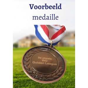 Medaille met eigen tekst - set van 3 - eigen opdruk - met lintjes - gepersonaliseerd - zelf ontwerpen - goud zilver brons - medaille set - trofee - medaillehanger - medailles voor kinderen - kampioen cadeau