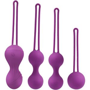 4 Stuks Kegelballen - Vrouwen Bekkenbodem Oefening - Strakker Blas Controle - Oplaadbare Oefenbal - Paars