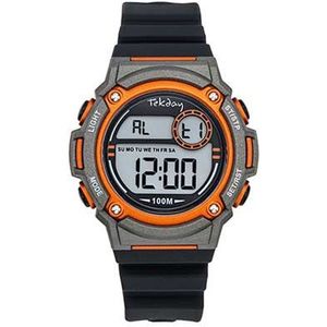 Tekday-Sportief-Digitaal-Jongens horloge-Silicone band-Grijs/Oranje-Waterdicht