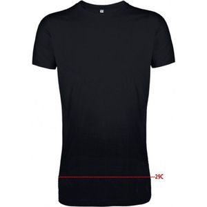 Set van 2x stuks extra lang formaat basic heren t-shirt zwart - Longfit - 100% katoen., maat: M