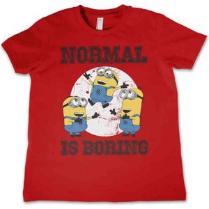 Minions Kinder Tshirt -Kids tm 6 jaar- Normal Life Is Boring Rood