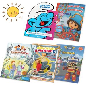 Vakantieboek voor kinderen Voordeelbundel - 5 Vakantie doeboeken vanaf 4 jaar - Buurman & Buurman - De Smurfen - Robocar Poli - Dora - Casper & Emma