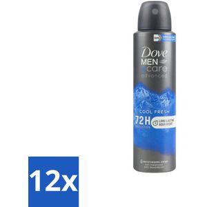 12 x Dove Men+Care Deodorant Spray - Cool Fresh - Advanced Care - 150 ml - Deodorant - Antitranspirant - Dove Men+Care - Cool Fresh - 72 Uur Bescherming