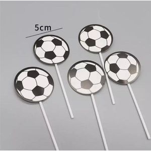 Akyol - Voetbal topper - Cupcake topper - Voetbal - 10 stuks -Taart topper - Cake - Prikker - Decoratie - 13 cm -verjaardag voetbal topper - cupcake topper voetbal -voetbal verjaardag -cocktail prikker voetbal