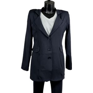 Angelle Milan – Travelkleding voor dames – Marine Jasje met 3 knopen – Ademend – Kreukherstellend – Duurzaam - In 5 maten - Maat L