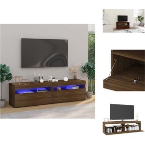 vidaXL tv-meubel - mediakasten - set van 2 - 75x35x40 cm - bruineiken - RGB LED-verlichting - Kast