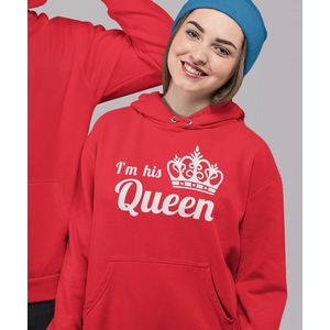 King / Queen Hoodie Rood I'm his Queen (Queen - Maat 4XL) | Koppel Cadeau | Valentijn Cadeautje voor hem & haar