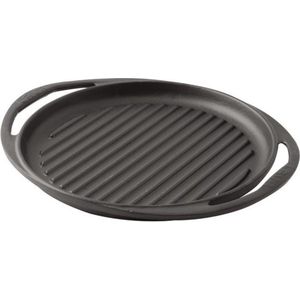 Lava Gietijzeren Grillpan- Ø24 cm-ronde-Zwart-Geschikt voor alle warmtebronnen-Barbecuepan-BBQ