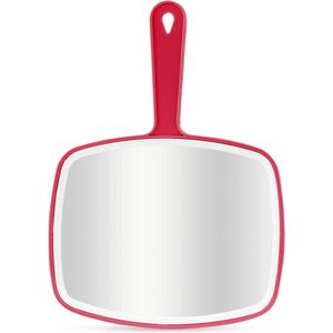 Draagbare Handspiegel met Hangend Gat in Handvat - Rood - 7.4"" B x 10.4"" L