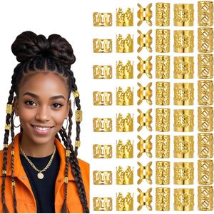 ByShane - Haarsieraden voor vlechten en dreadlocks in goud met ringen en clips - Accessoires voor haardecoratie mannen en vrouwen