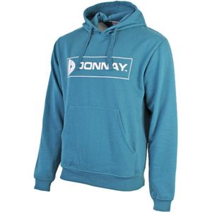 Donnay sweater met capuchon David - groot logo - Sporttrui - Vintage Blauw- Maat S