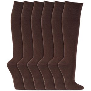 Kniekousen | Elastiek vrije boord | Kleur: Donkerbruin | Maat: Diverse maten | 6 paar