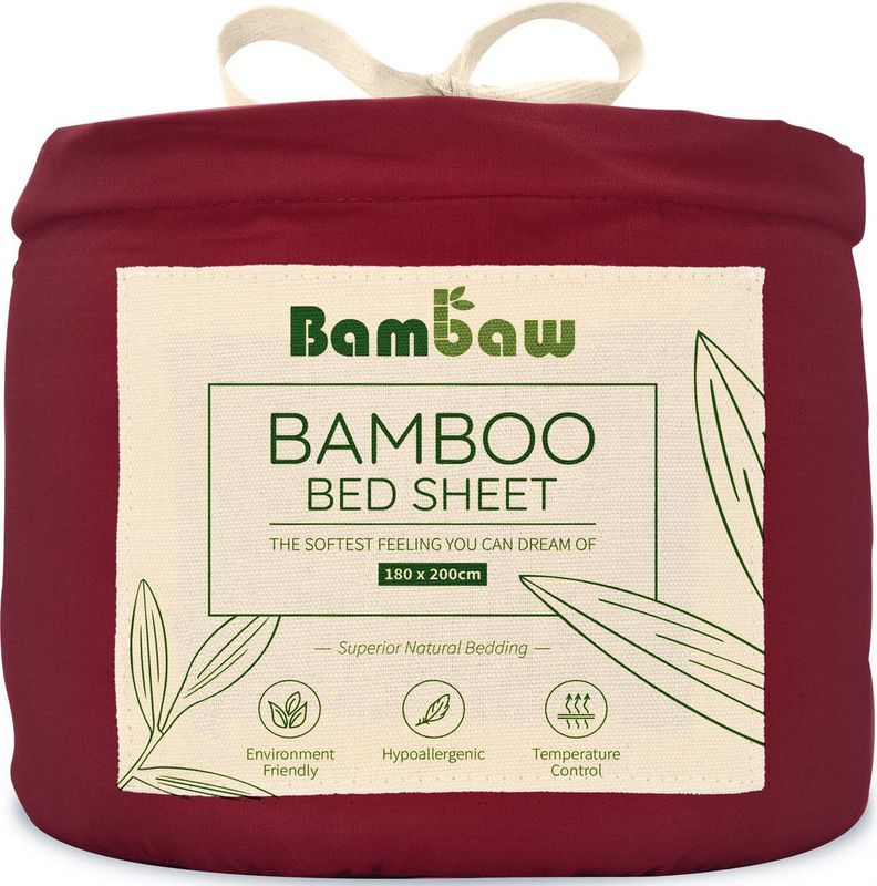 Bambaw - Luxe Bamboe Hoeslaken - Bourgondy - Ultra Ademend - Hypoallergeen