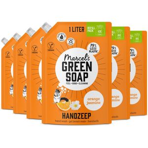 Marcel's Green Soap Handzeep Sinaasappel & Jasmijn Navulling - 6x 1L