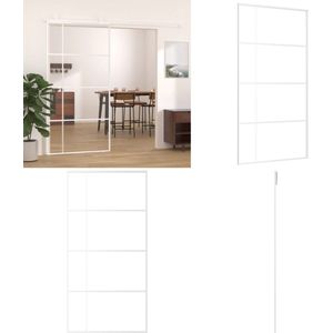 vidaXL Schuifdeur 102,5x205 cm ESG-glas en aluminium wit - Schuifdeur - Schuifdeuren - Glijdeur - Deur