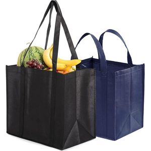 Herbruikbare opvouwbare draagbare boodschappentassen van vliesstof - 2 stuks zwart .