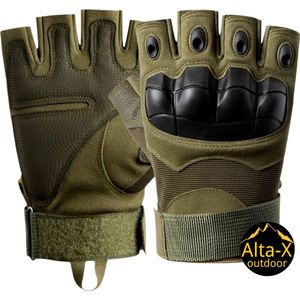 Alta -X - Groen Leger handschoenen - Militaire vingerloze tactische handschoenen - Groen - L - Airsoft handschoenen