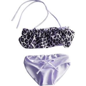 Maat 146 Bikini zwemkleding Wit met panterprint badkleding baby en kind dierenprint zwem kleding leopard tijgerprint